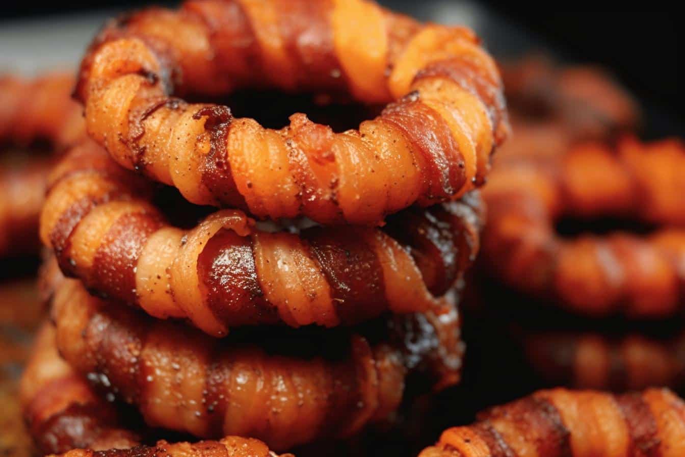 smoked onion rings wrapped in bacon