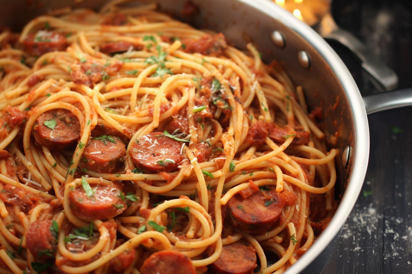 smoked sausage spaghetti