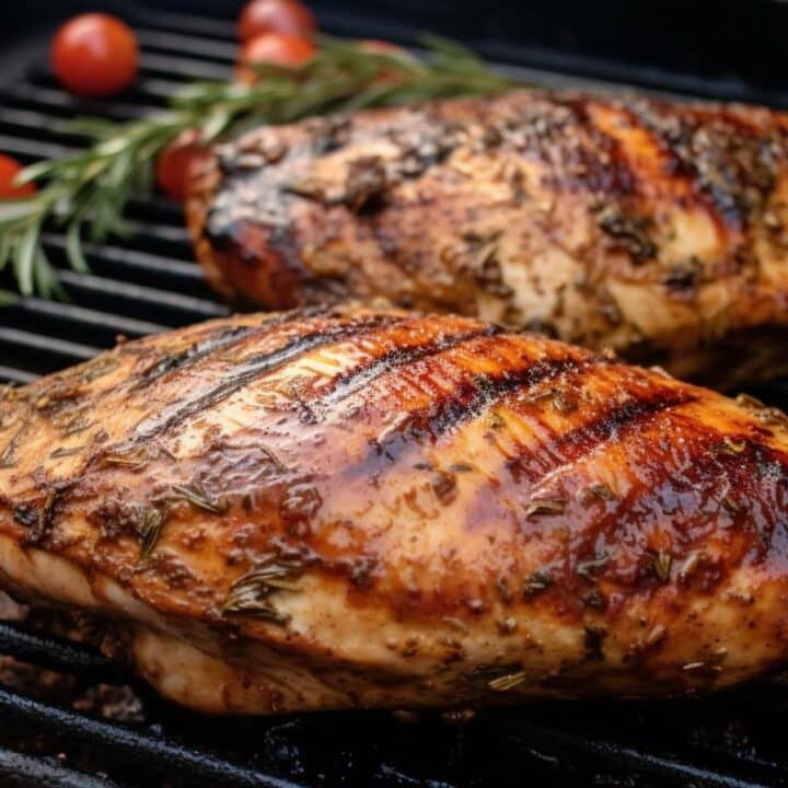 Grilled Bone-In Chicken Breast with Herb Butter