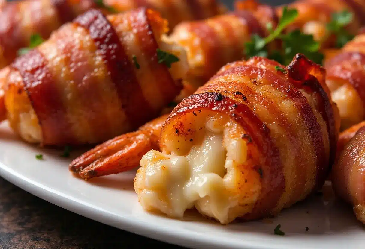 bacon and cheese wrapped shrimp