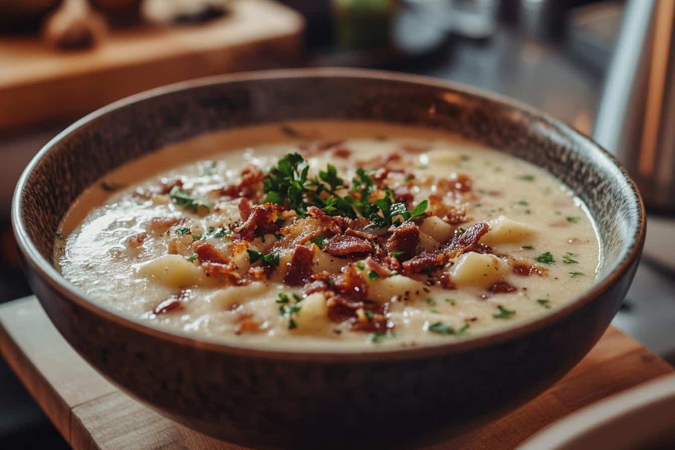 clam chowder in dutch oven
