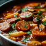 one pot sausage and mushroom pasta